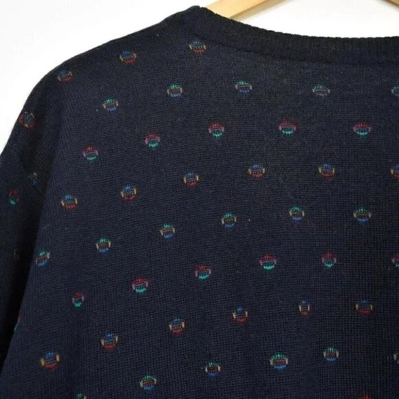 Vintage Tricots St. Raphael For Saks Fifth Avenue Blue  Wool Sweater Medium - Picture 4 of 5
